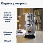 Machine à café De'Longhi Dedica - Acier inoxydable, pompe, pour café moulu ou dosettes, expresso et cappuccino, réservoir de 1,3 litre, système anti-gouttes, modèle EC685.M, couleur métal