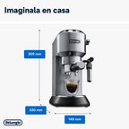 Machine à café De'Longhi Dedica - Acier inoxydable, pompe, pour café moulu ou dosettes, expresso et cappuccino, réservoir de 1,3 litre, système anti-gouttes, modèle EC685.M, couleur métal