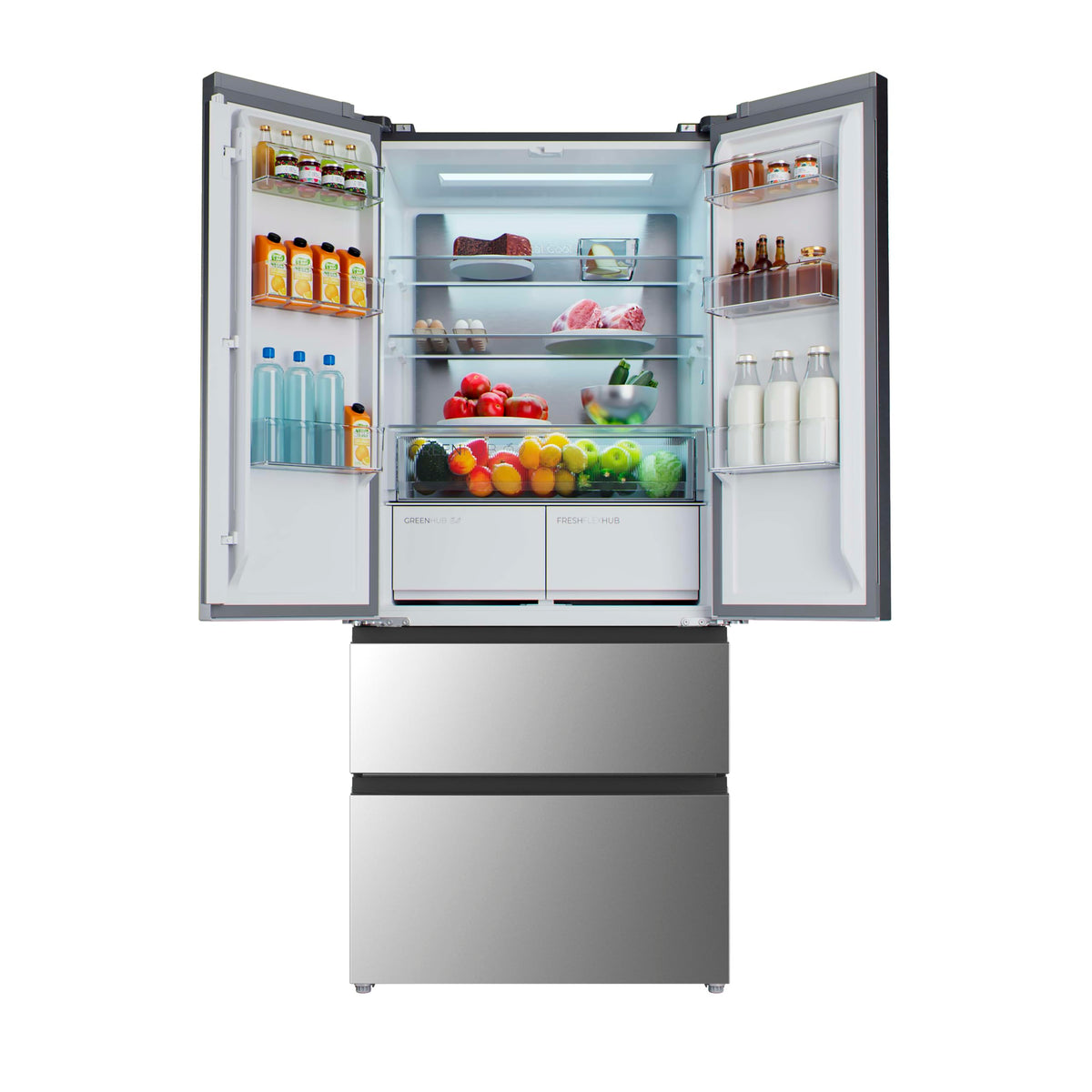 Cecotec Réfrigérateur Porte Française de 4 Portes Semi-Intégrable 458L Total No Frost Bolero CoolMarket F2D 458 SBI Inox E, Hauteur 189 cm et 83 cm La