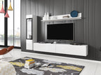 Ensemble de salon Piaski Vera I, éclairage LED en option, couleurs variées (béton/blanc brillant, sans éclairage LED)