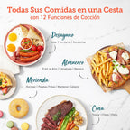 Friteuse à air sans huile COSORI 6,4 L, double chauffage, sans remuer ni préchauffer, avec recettes en espagnol et 12 programmes, gris foncé, modèle CAF-P583S