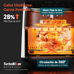 Friteuse à air Cosori Turbo Blaze 6 L, intérieur en métal véritable, moteur CC exclusif, 46 % plus rapide, température de 30 °C à 230 °C, idéale pour griller les viandes, programmes de cuisson complets, silencieux 27 dB