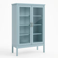 Vitrine en MDF avec portes en verre trempé bleu 150 x 80 x 30 cm