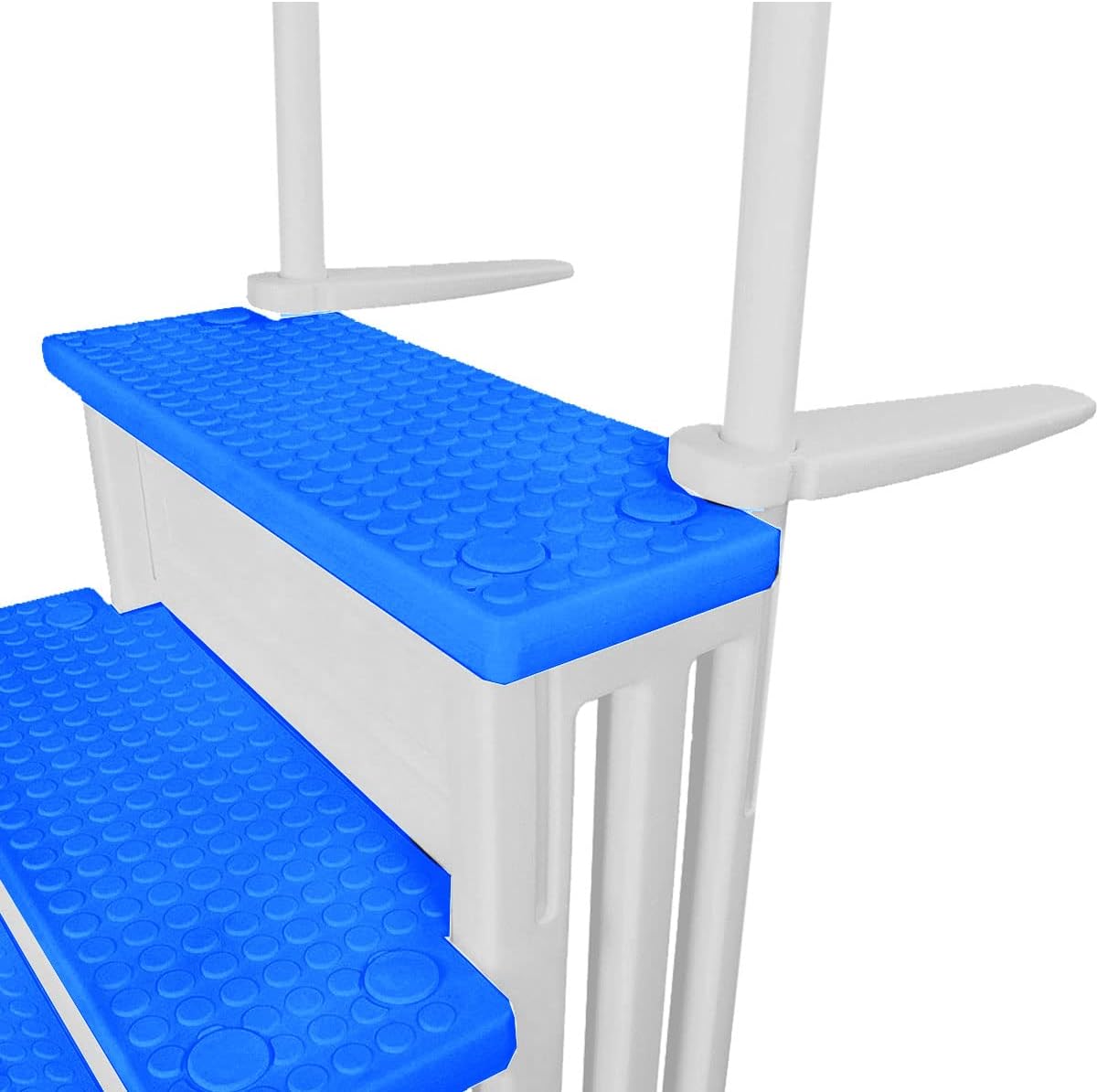Échelle antidérapante pour piscines hors sol | Grise | Pour piscines hors sol avec une hauteur de terrasse de 122 à 137 cm | Échelle de sécurité supportant jusqu'à 136 kg