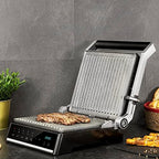 Cecotec Grill électrique Rock’nGrill Smart. Système de réglage de la puissance, du temps et de la température de 2000 W, ouverture à 180 °, plaques amovibles allant au lave vaisselle : Cuisine et Maison