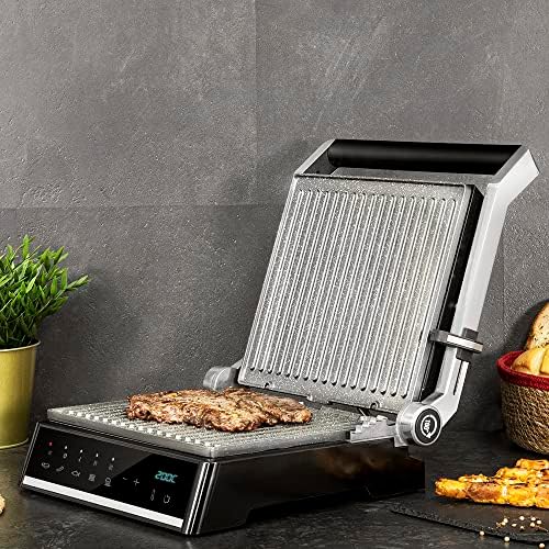 Cecotec Grill électrique Rock’nGrill Smart. Système de réglage de la puissance, du temps et de la température de 2000 W, ouverture à 180 °, plaques amovibles allant au lave vaisselle : Cuisine et Maison