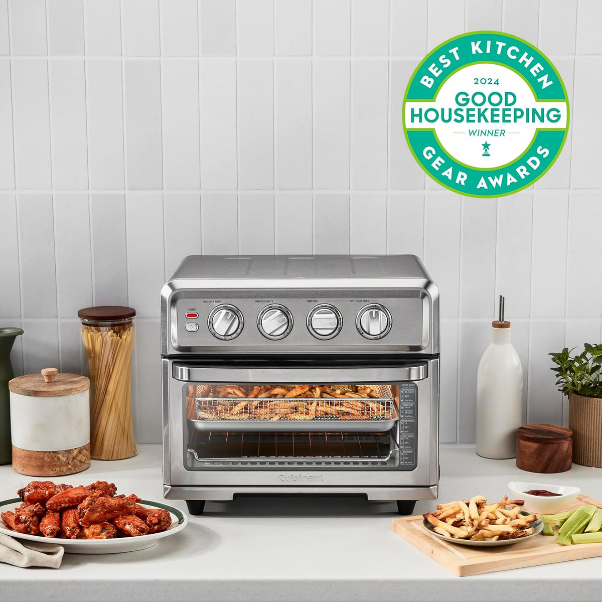CUISINART Air Fryer + Convection Toaster Oven, 8-1 Oven with Bake, Grill, Broil & Warm Options, Stainless Steel, TOA-70