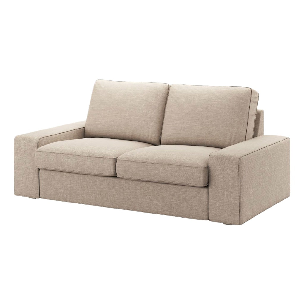 Canapé 2 places en tissu beige – design contemporain, assise confortable