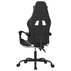 Chaise de jeu 2025 avec repose-pieds pivotant, similicuir noir et blanc V8635