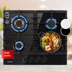 Klarstein Plaque de Cuisson Gaz à 4 Brûleurs en Acier Inoxydable, Table de Cuisson Encastrable à 4 Feux de 8100W, Cuisinières GP
