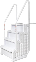 Marches antidérapantes Aqua Select pour piscines hors sol | Bleues | Pour piscines hors sol | Installation possible sur des terrasses de 122 à 137 cm de hauteur | Échelle de sécurité supportant jusqu'à 113 kg