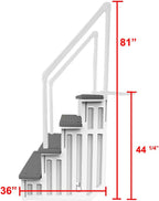 Échelle antidérapante pour piscines hors sol | Grise | Pour piscines hors sol avec une hauteur de terrasse de 122 à 137 cm | Échelle de sécurité supportant jusqu'à 136 kg