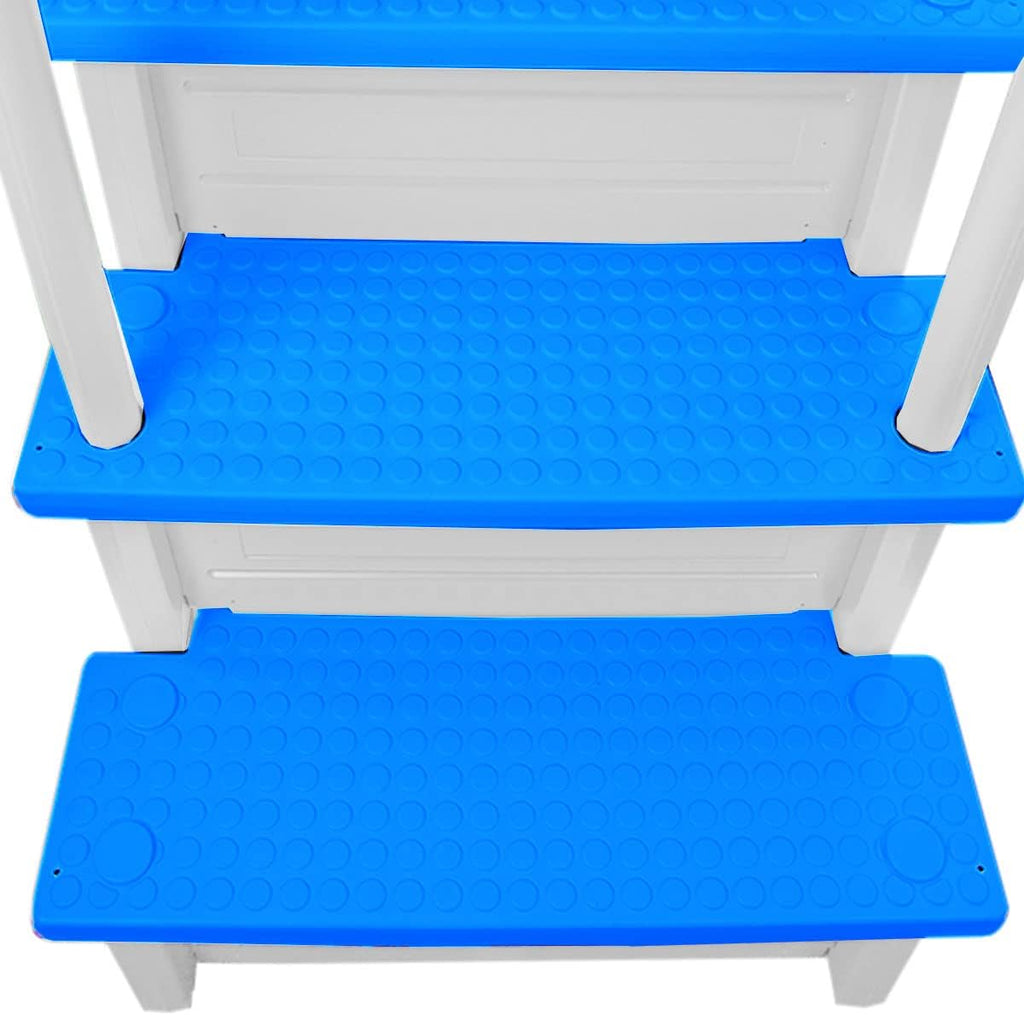 Marches antidérapantes Aqua Select pour piscines hors sol | Bleues | Pour piscines hors sol | Installation possible sur des terrasses de 122 à 137 cm de hauteur | Échelle de sécurité supportant jusqu'à 113 kg