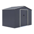 Abri de jardin imitation bois gris avec double porte et fenêtres