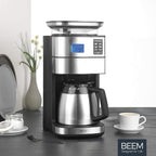 BEEM FRESH-AROMA-PERFECT II Filterkaffeemaschine mit Mahlwerk - Thermo | Edelstahl | Thermokanne | 24h-Timer | 1000 W | 180 g Bohnenbehälter