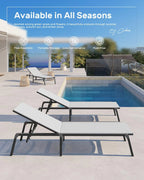 Chaise longue de jardin pliante en aluminium, sans montage, avec dossier réglable 5 positions, idéale pour terrasse, piscine et plage – Noir