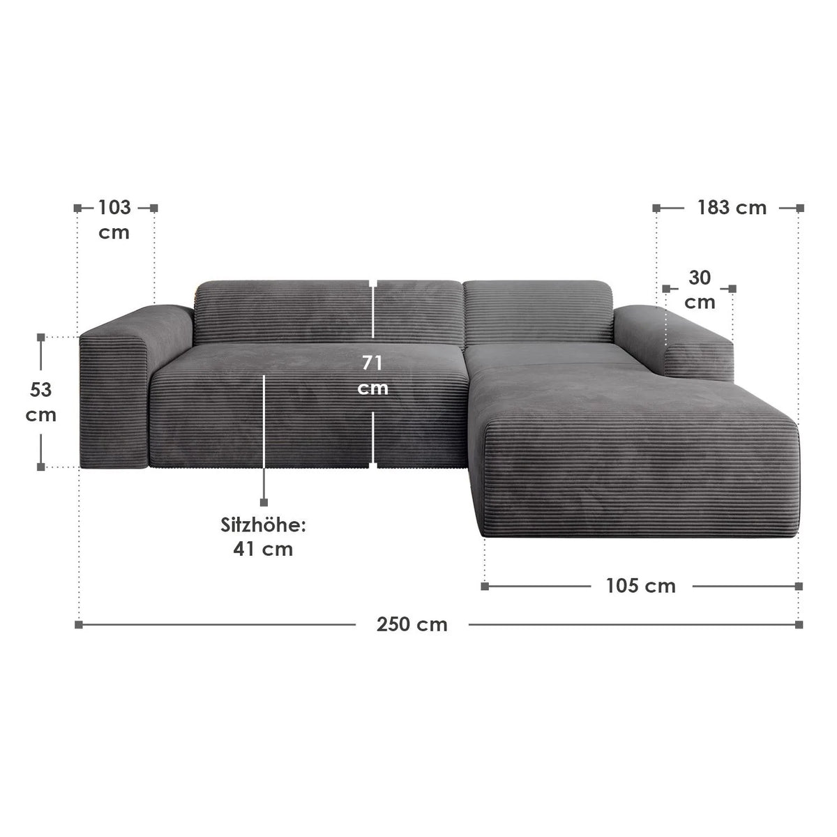 Canapé d'angle Vals 2025 – Confort moderne et style chaleureux