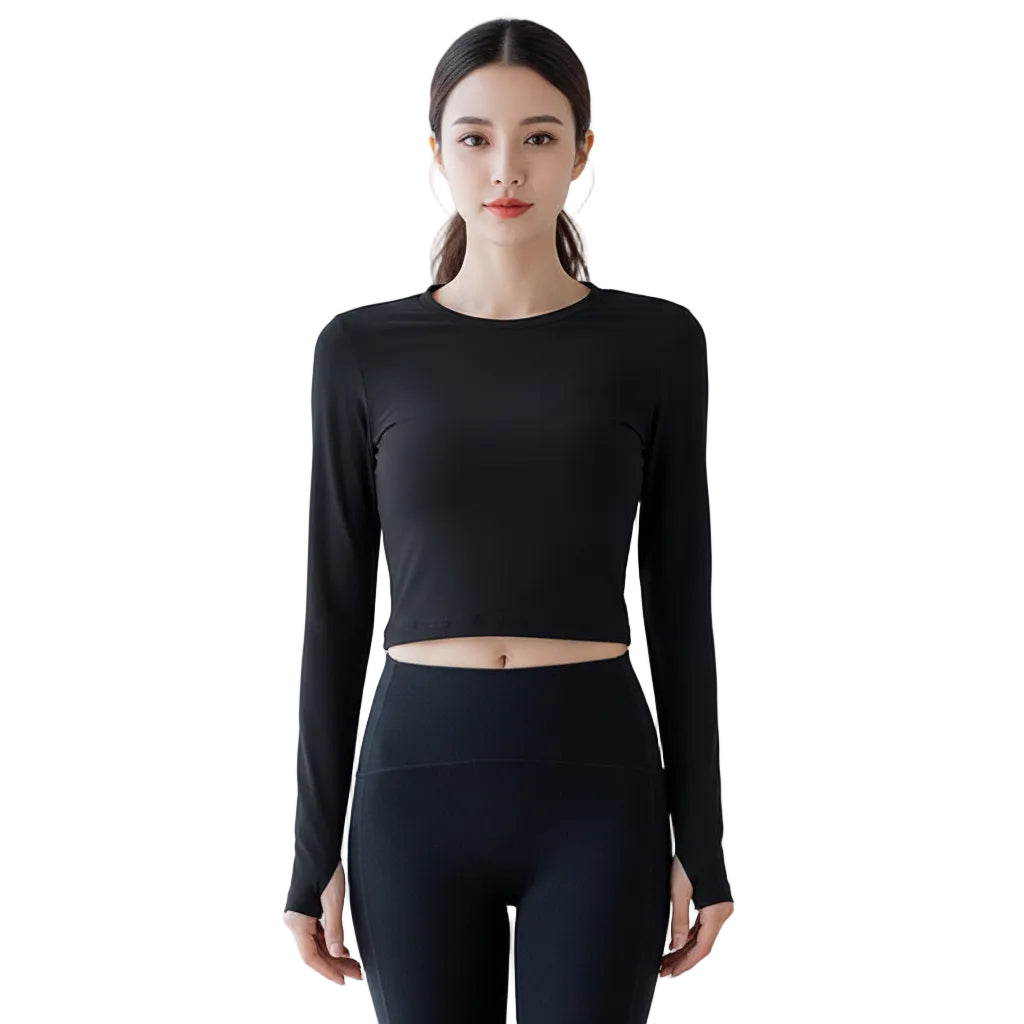 Haut Sport Femme Manches Longues Ajusté