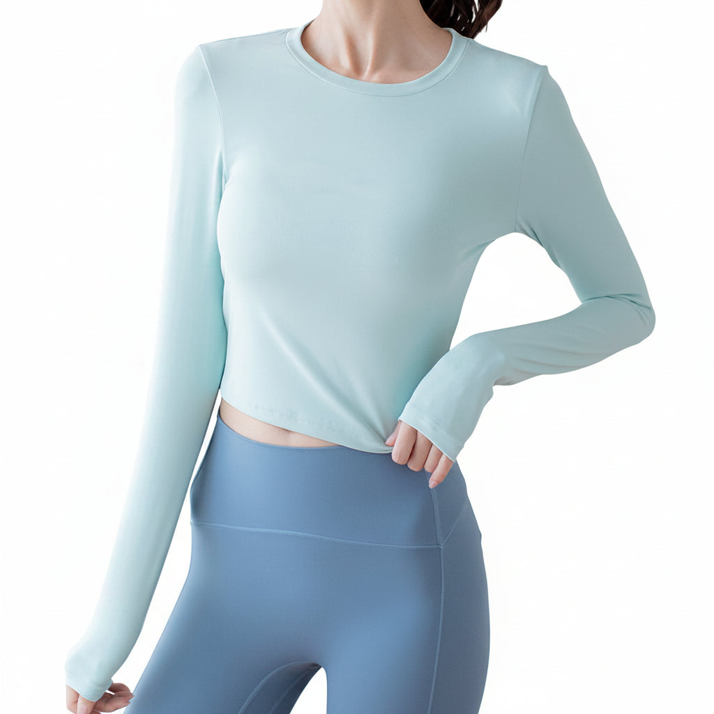 Haut Sport Femme Manches Longues Ajusté
