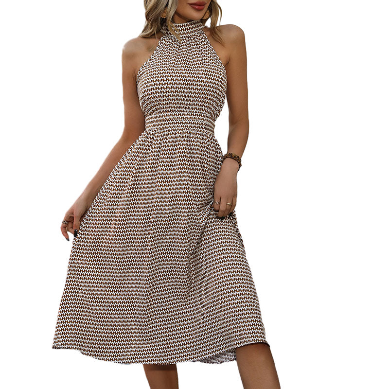 Robe Femme Carreaux Taille Haute Élégante