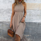 Robe Femme Carreaux Taille Haute Élégante