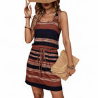 Robe Femme Imprimée Sans Manches Style Champêtre