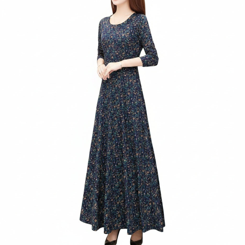 Robe Femme Longue Imprimée Style Élégant Classique