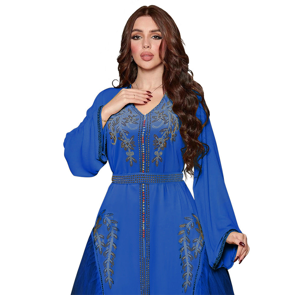 Robe Femme Longue Perlée Style Oriental Élégant