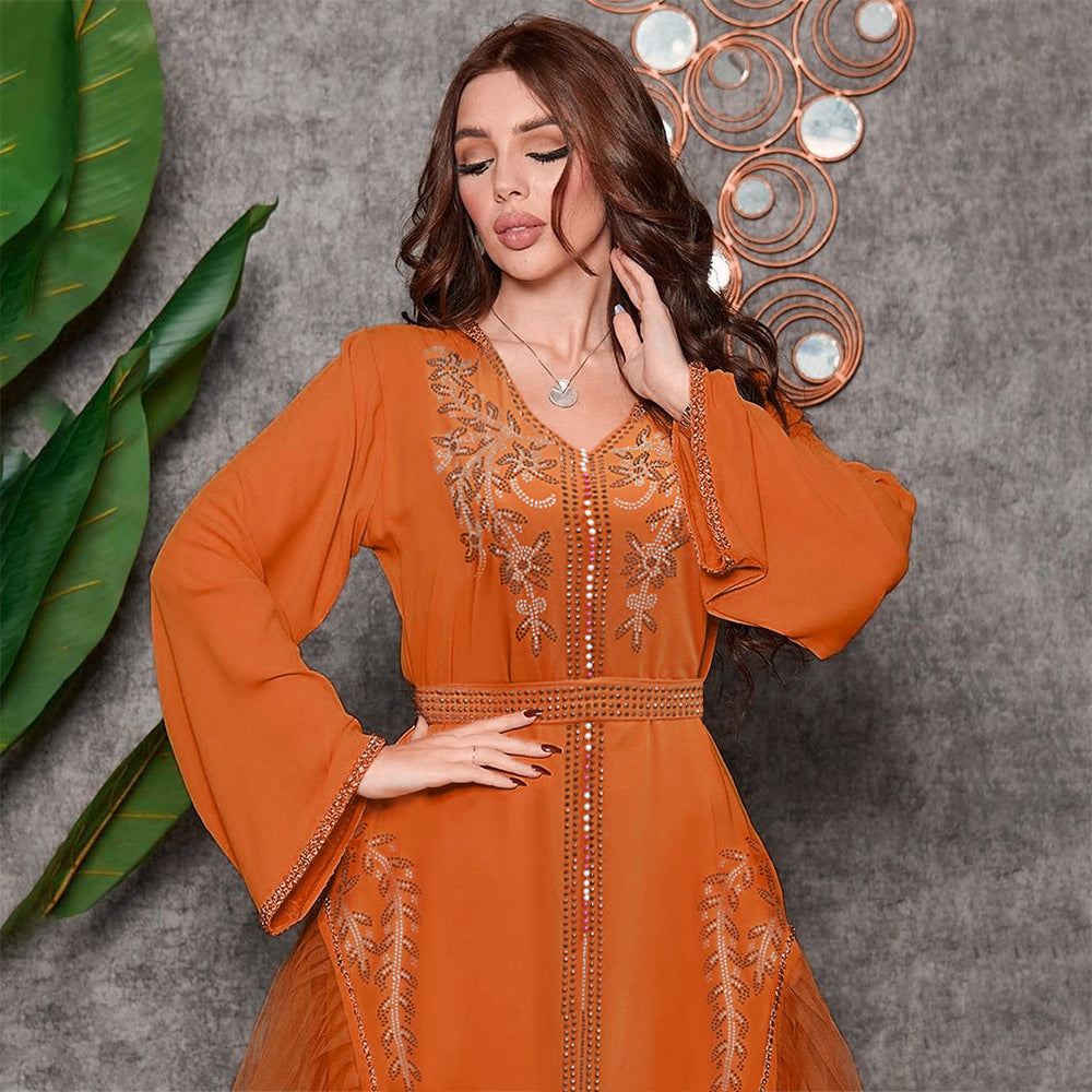 Robe Femme Longue Perlée Style Oriental Élégant