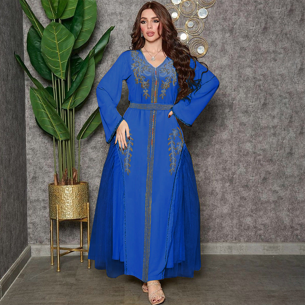 Robe Femme Longue Perlée Style Oriental Élégant