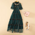 Robe Longue Femme Brodée En Maille Élégante