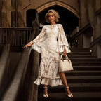 Robe Longue Femme Dentelle Blanche Élégante