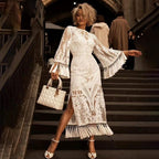Robe Longue Femme Dentelle Blanche Élégante