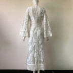 Robe Longue Femme Dentelle Blanche Élégante