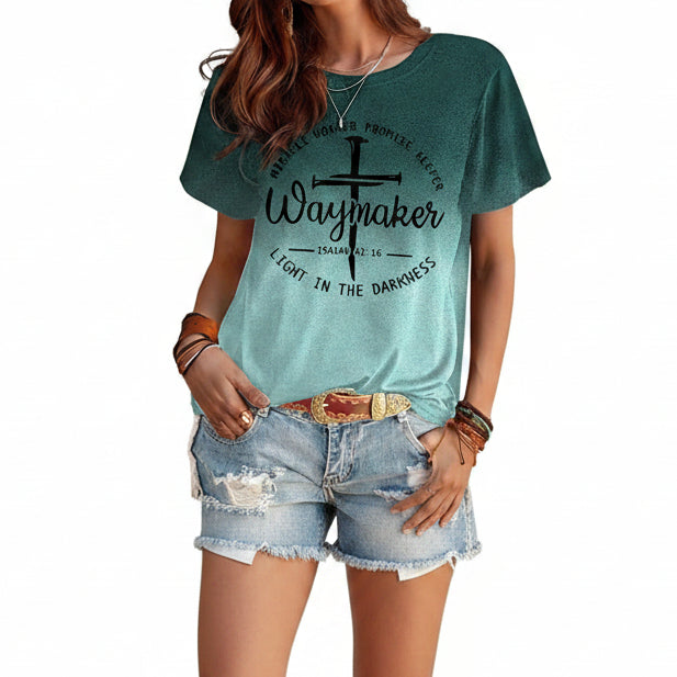 T-Shirt Femme Imprimé Col Rond Décontracté