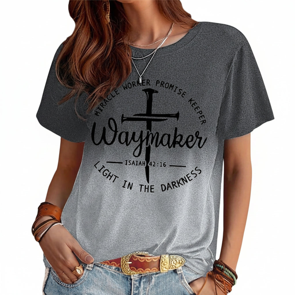 T-Shirt Femme Imprimé Col Rond Décontracté