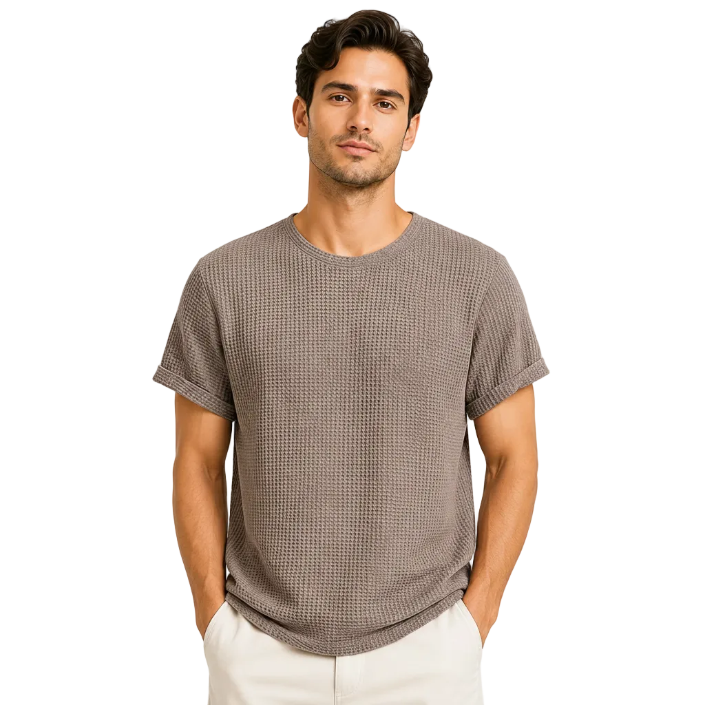 T-Shirt Homme Uni À Col Henley Ajusté
