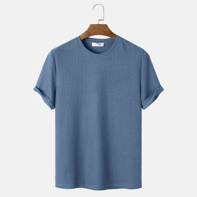 T-Shirt Homme Uni À Col Henley Ajusté