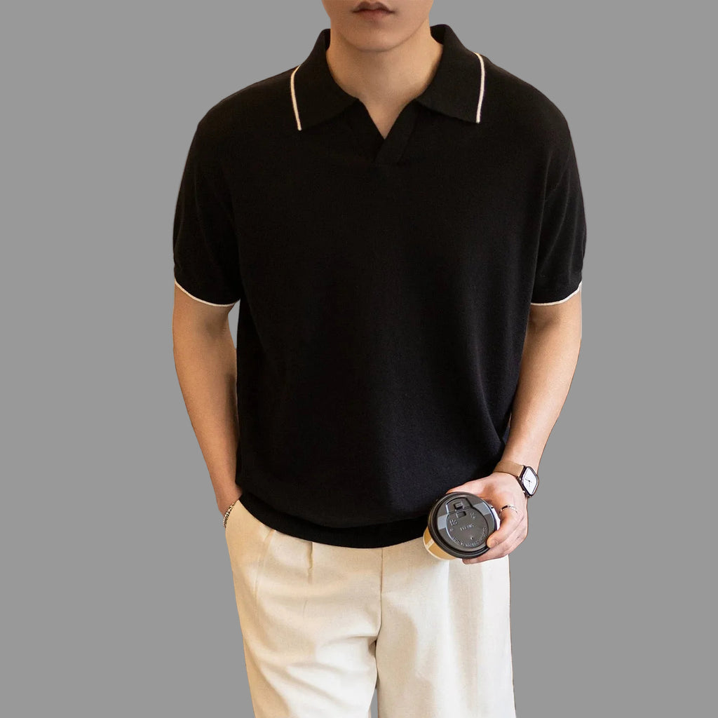 T-Shirt Respirant Col V Style Japonais Homme