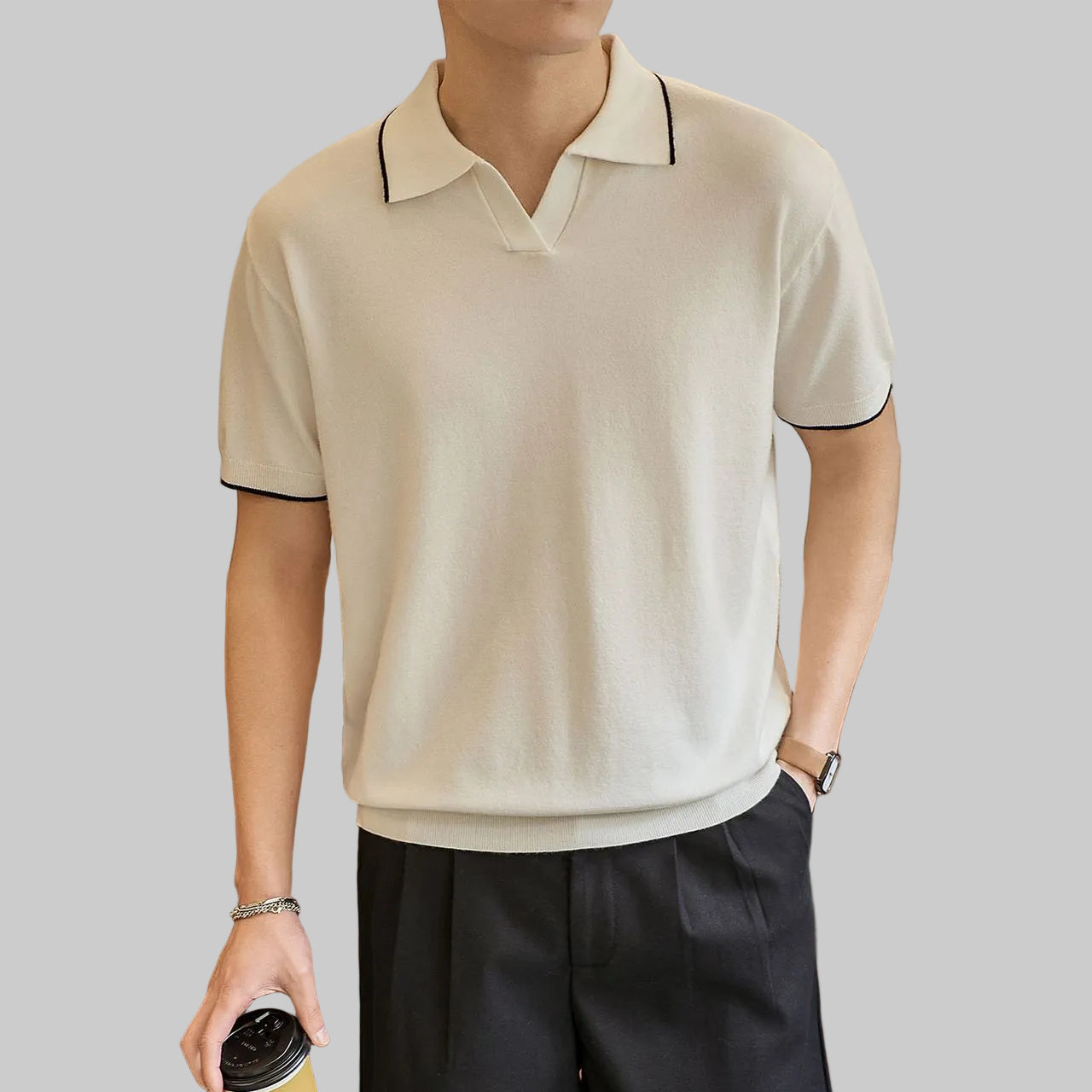 T-Shirt Respirant Col V Style Japonais Homme