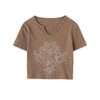 T-shirt Court Femme Style Vintage Américain Tendance