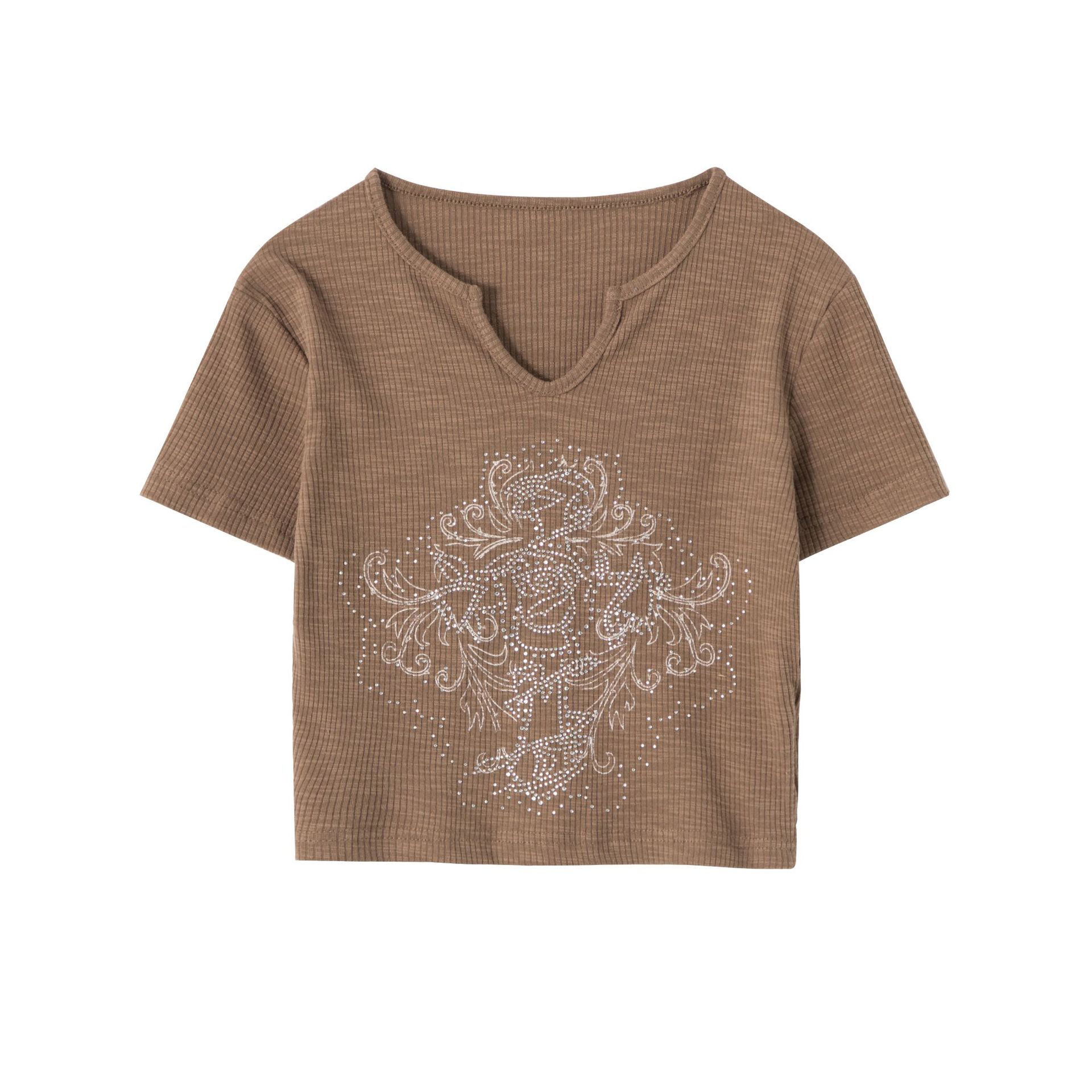 T-shirt Court Femme Style Vintage Américain Tendance