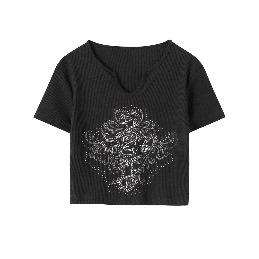 T-shirt Court Femme Style Vintage Américain Tendance
