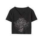 T-shirt Court Femme Style Vintage Américain Tendance