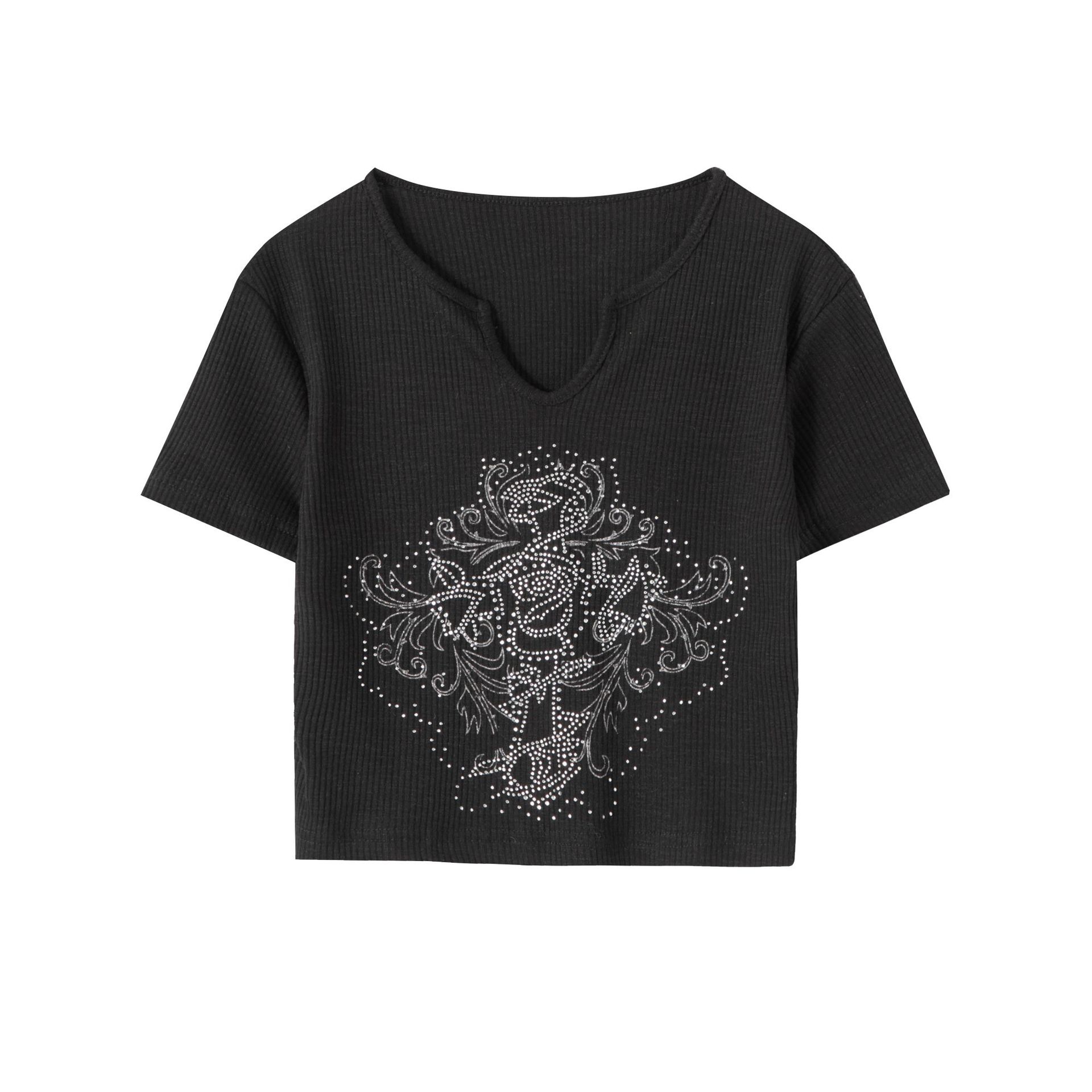 T-shirt Court Femme Style Vintage Américain Tendance
