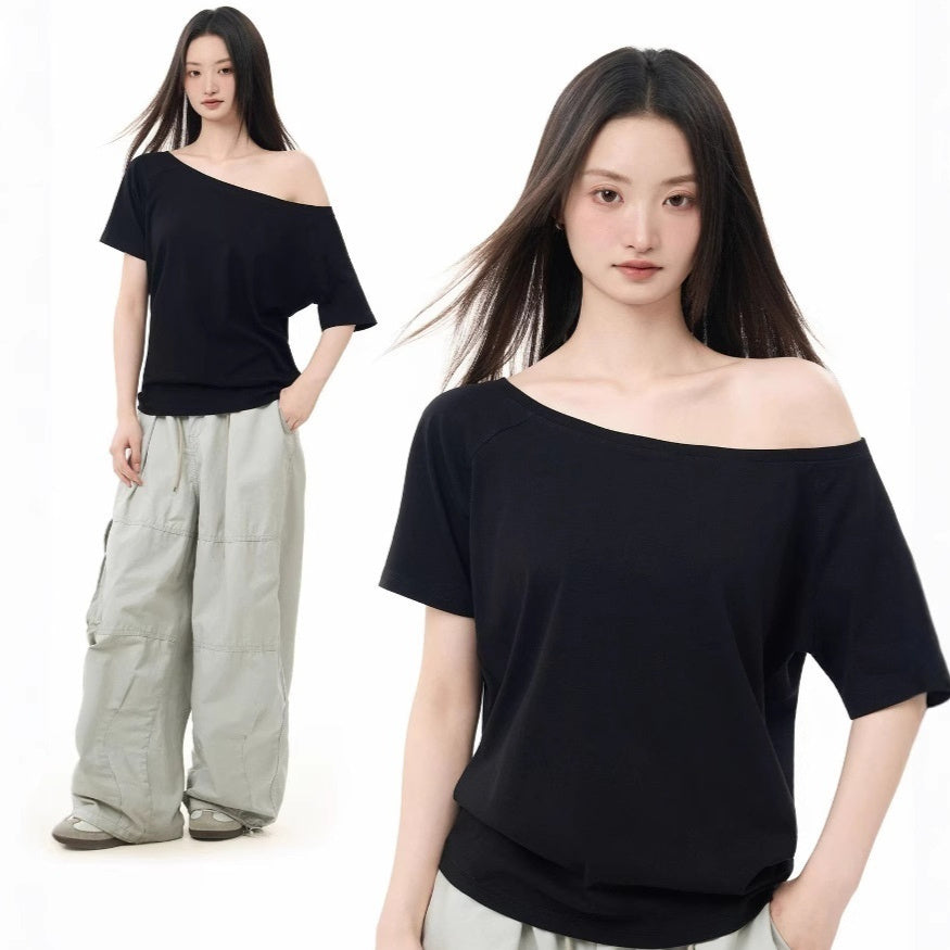 Top Femme Asymétrique Ample À Épaule Dénudée