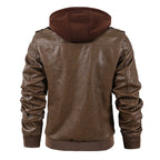 Veste Moto Homme En Cuir Synthétique À Capuche