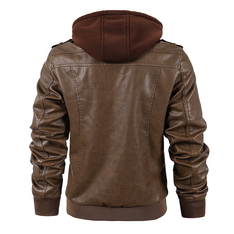 Veste Moto Homme En Cuir Synthétique À Capuche