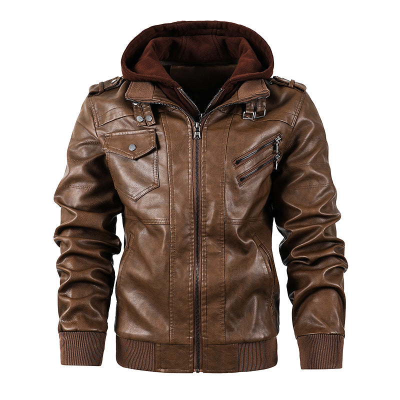 Veste Moto Homme En Cuir Synthétique À Capuche