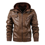 Veste Moto Homme En Cuir Synthétique À Capuche